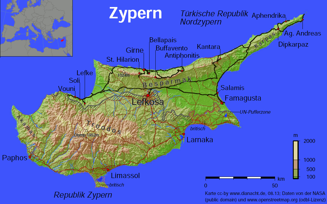Karte von Zypern