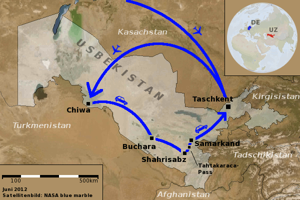 Bild: Landkarte Usbekistan